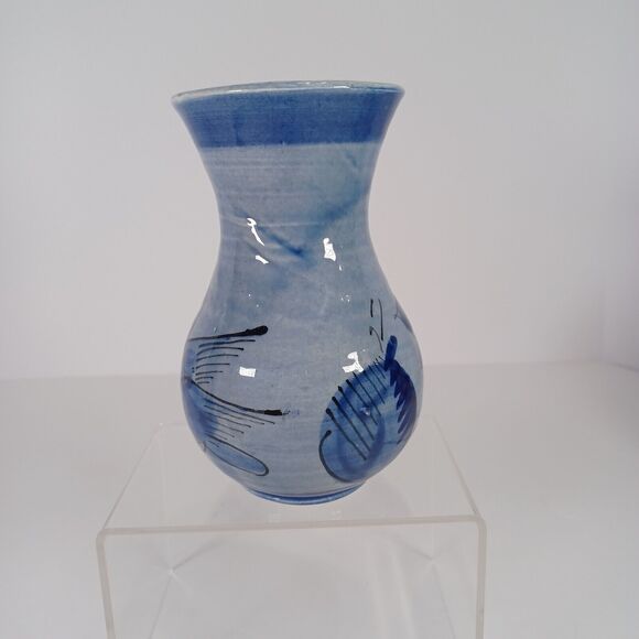 Vintage Tonala MEXICO Pottery 5" Vase Blue Bird And Flowers Artist Signed EUC - Picture 3 of 9